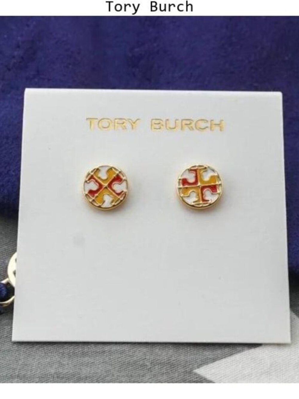 Tory Burch Kira Enamel Studs in Red/Yellow
